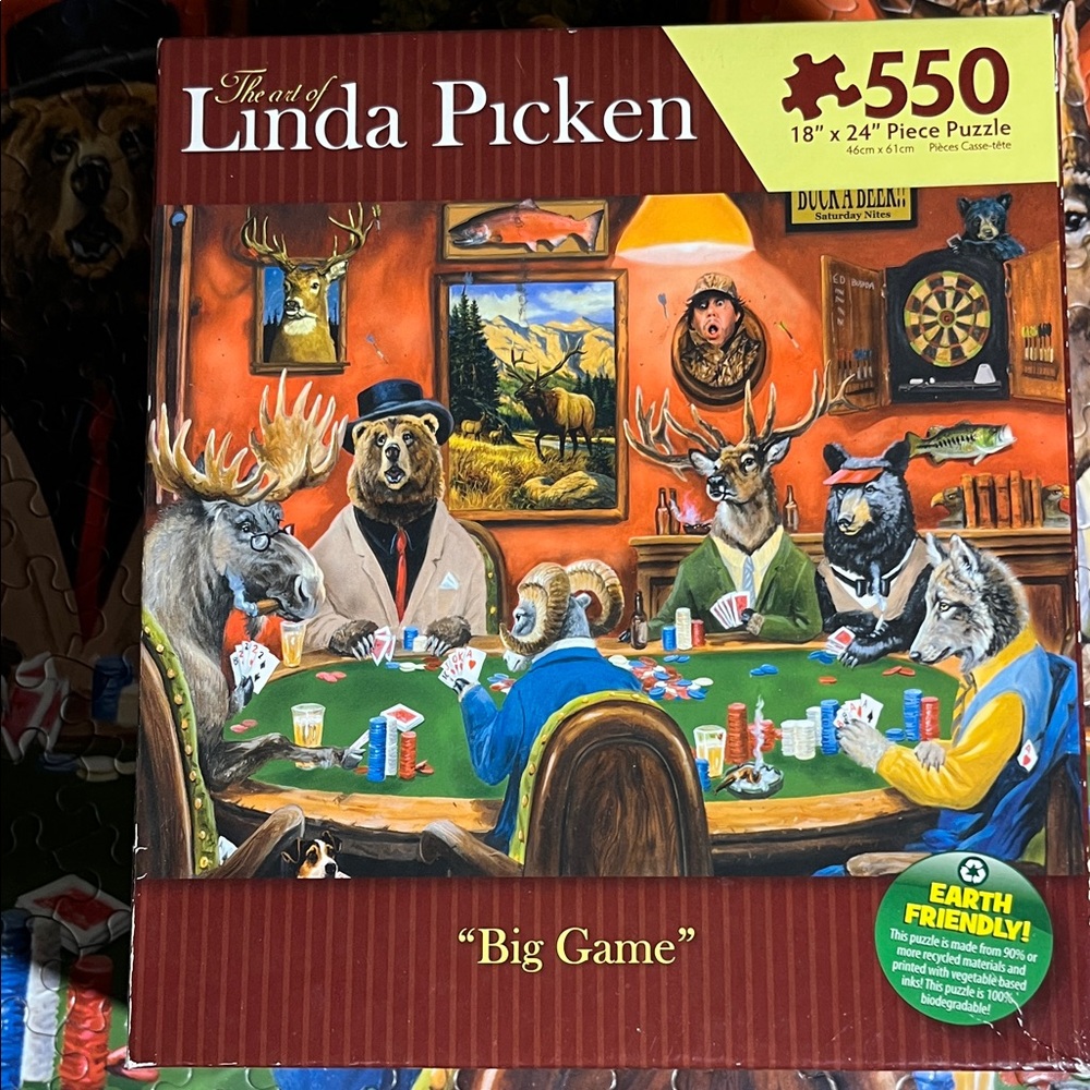 🧩 550 piece “Big Game” by Linda Picken. Humorous and so much fun! Complete.